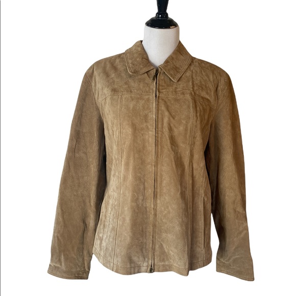 Camel Suede Leather Jacket Xl 